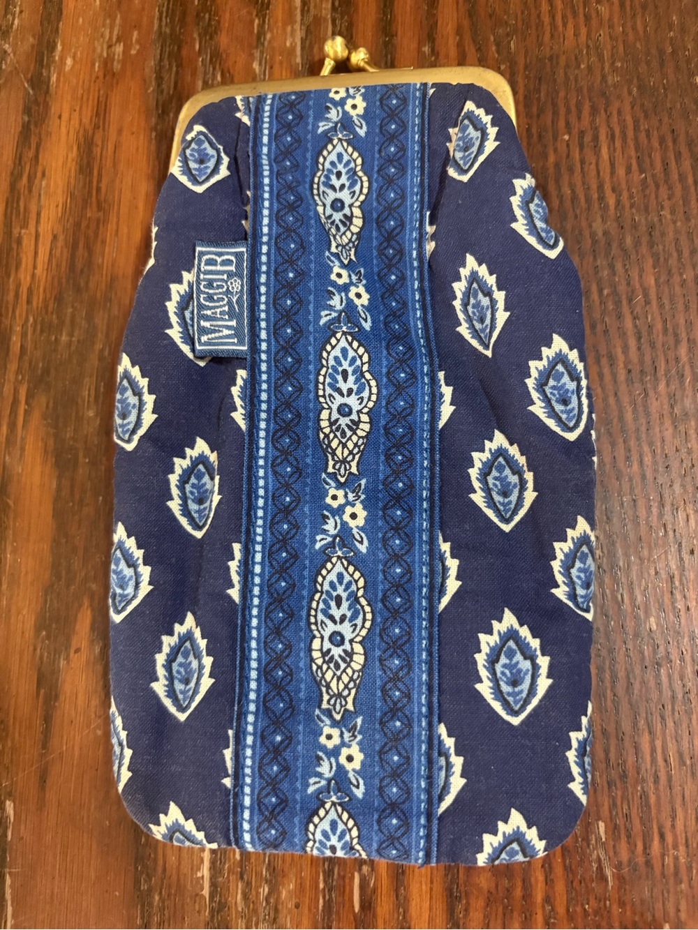 Vintage MAGGIB Blue Patterned Mini Kiss-Lock Bag